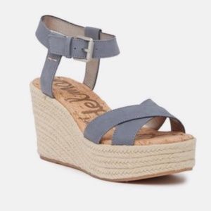 Sam Edelman Stone Blue Suede Espadrilles